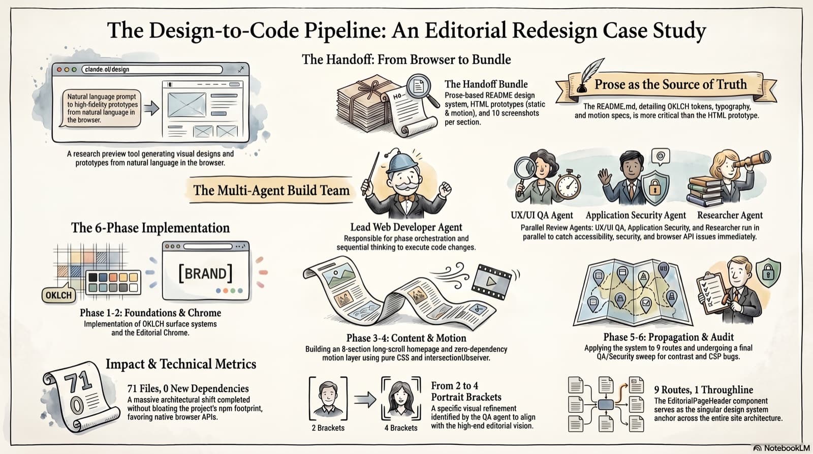 Editorial redesign, claude.ai/design to Claude Code pipeline